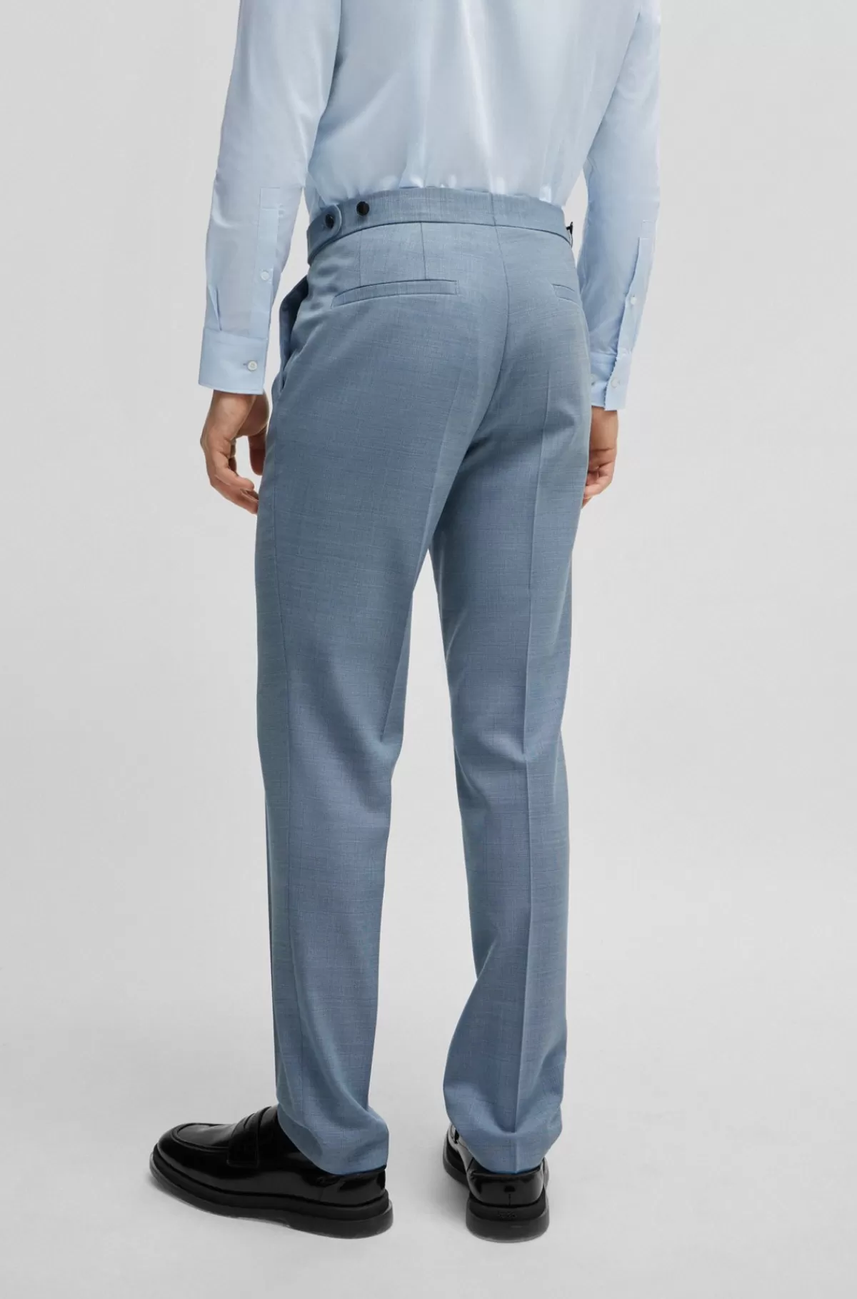 HUGO BOSS Jakkesæt Med Slim Fit I Tre Dele I Mønstret Stof Med Stræk Blå Cheap