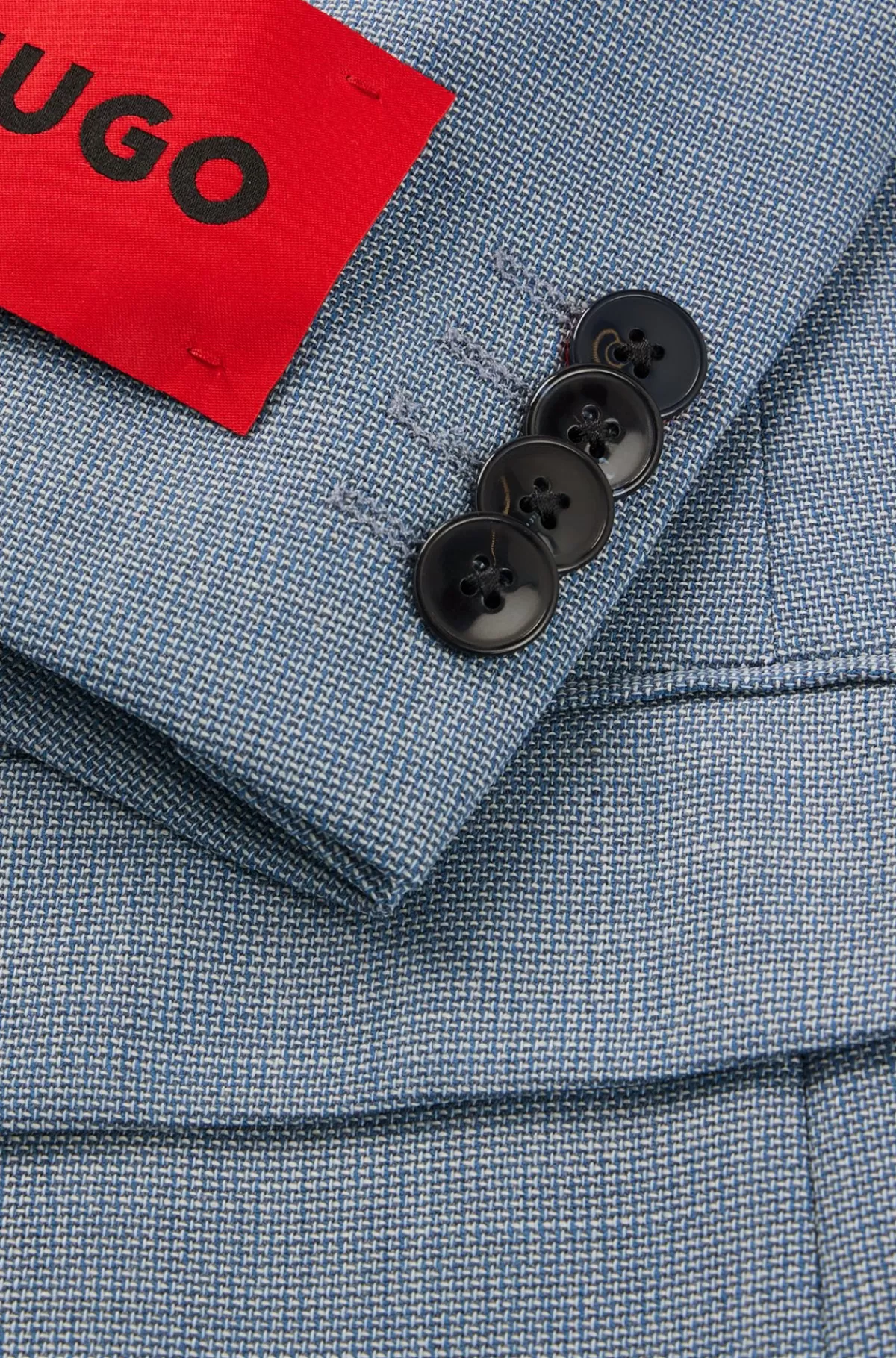 HUGO BOSS Jakkesæt Med Slim Fit I Tre Dele I Mønstret Stof Med Stræk Blå Cheap
