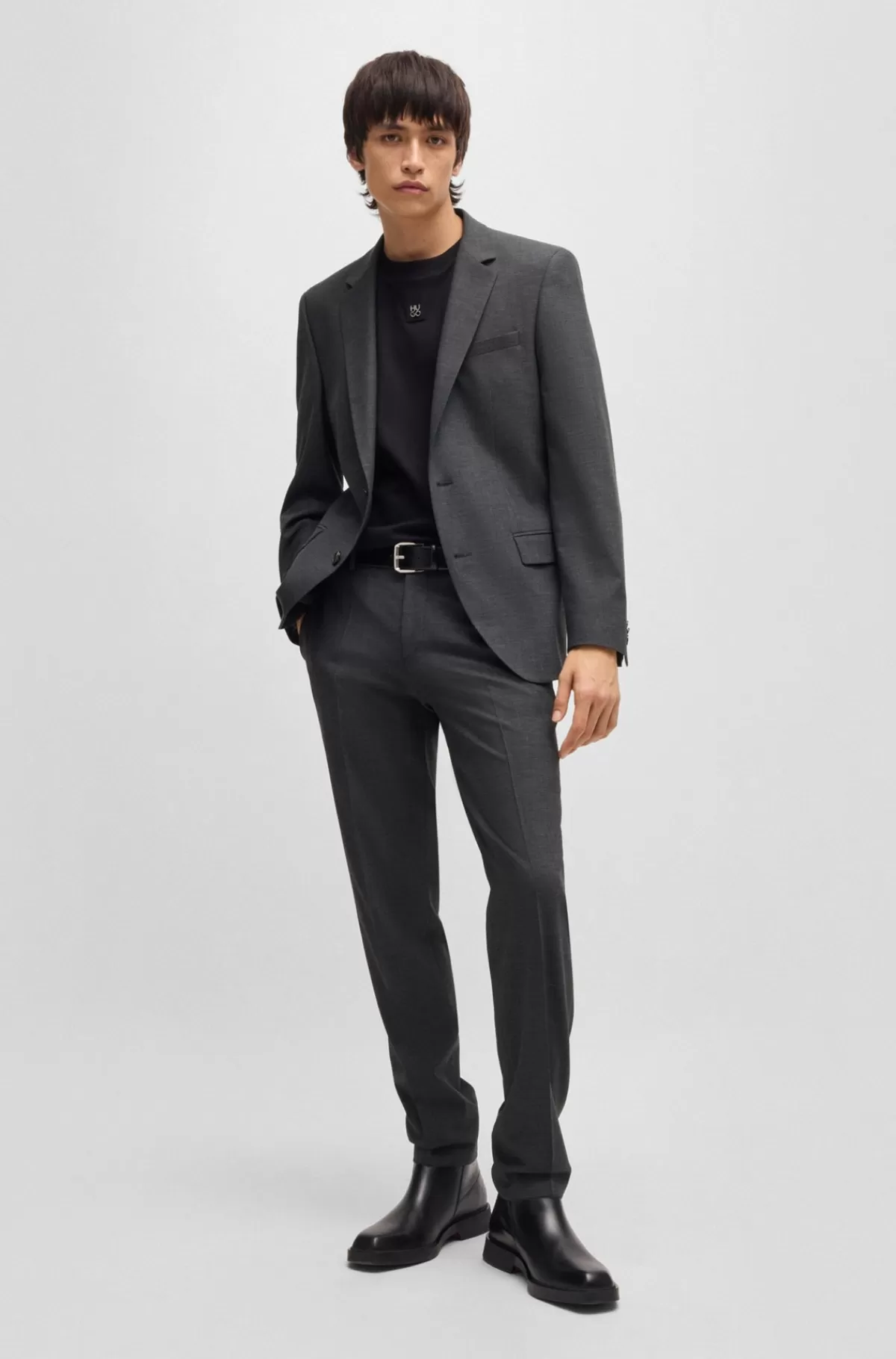 HUGO BOSS Jakkesæt Med Slim Fit I Uldblanding Med Performance-stræk Grå Online