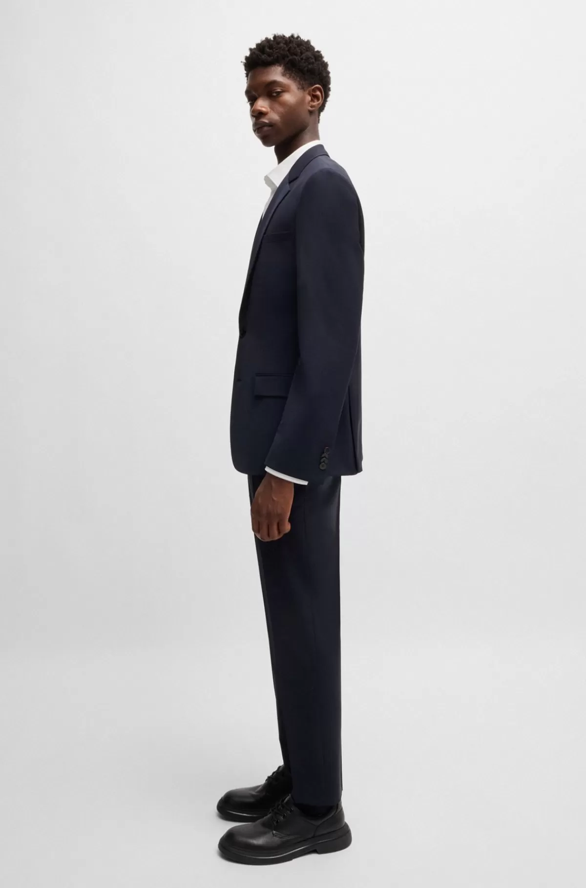HUGO BOSS Jakkesæt Med Slim Fit I Uldblanding Med Performance-stræk Mørkeblå Hot