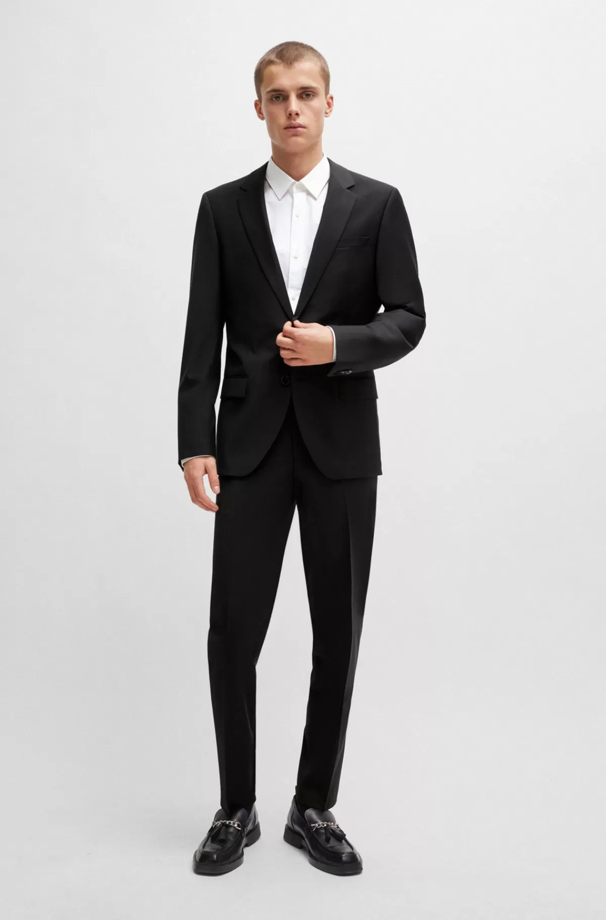 HUGO BOSS Jakkesæt Med Slim Fit I Uldblanding Med Performance-stræk Sort Online