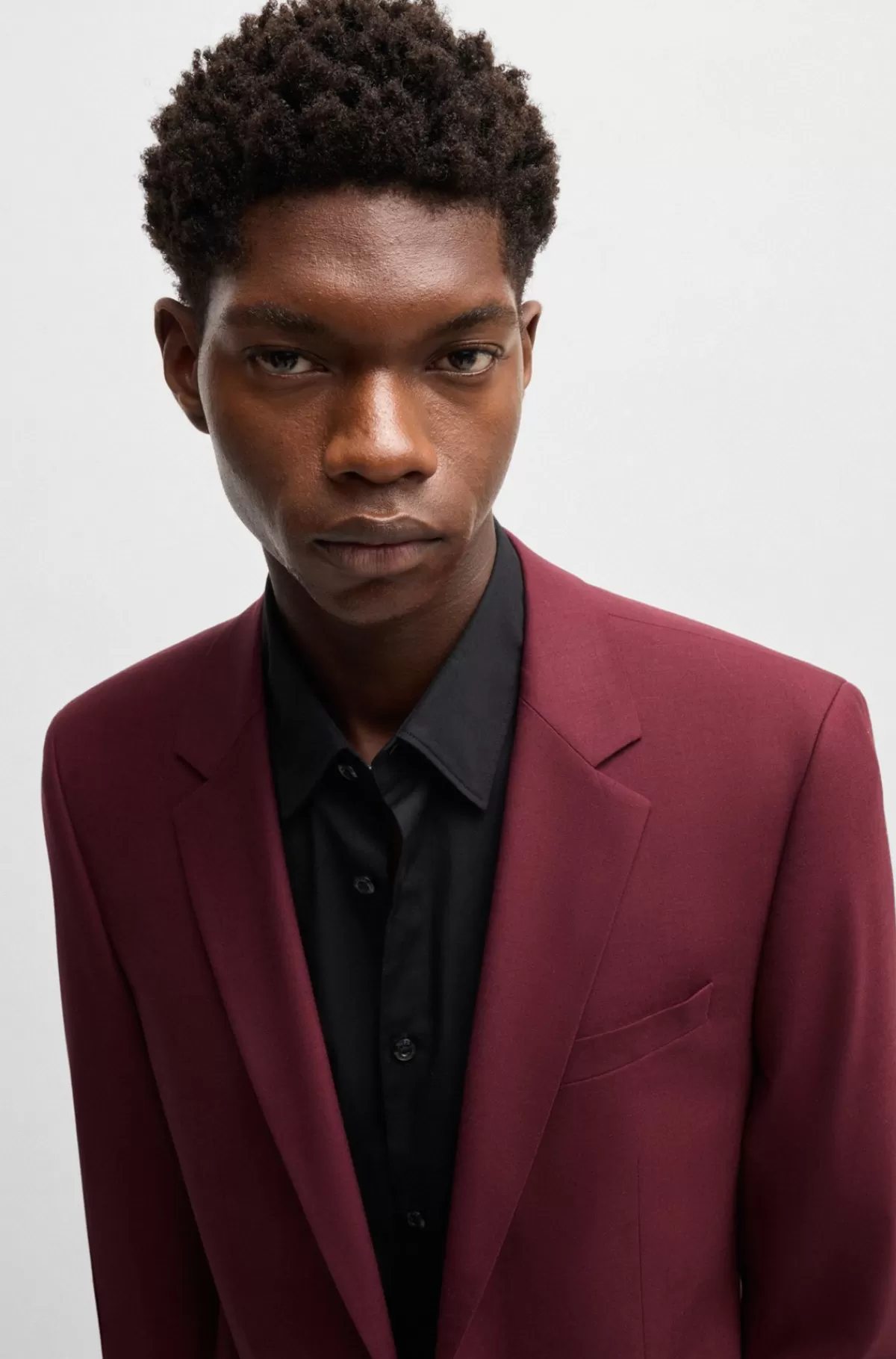HUGO BOSS Jakkesæt Med Slim Fit I Uldblanding Med Performance-stræk Mørk pink Cheap