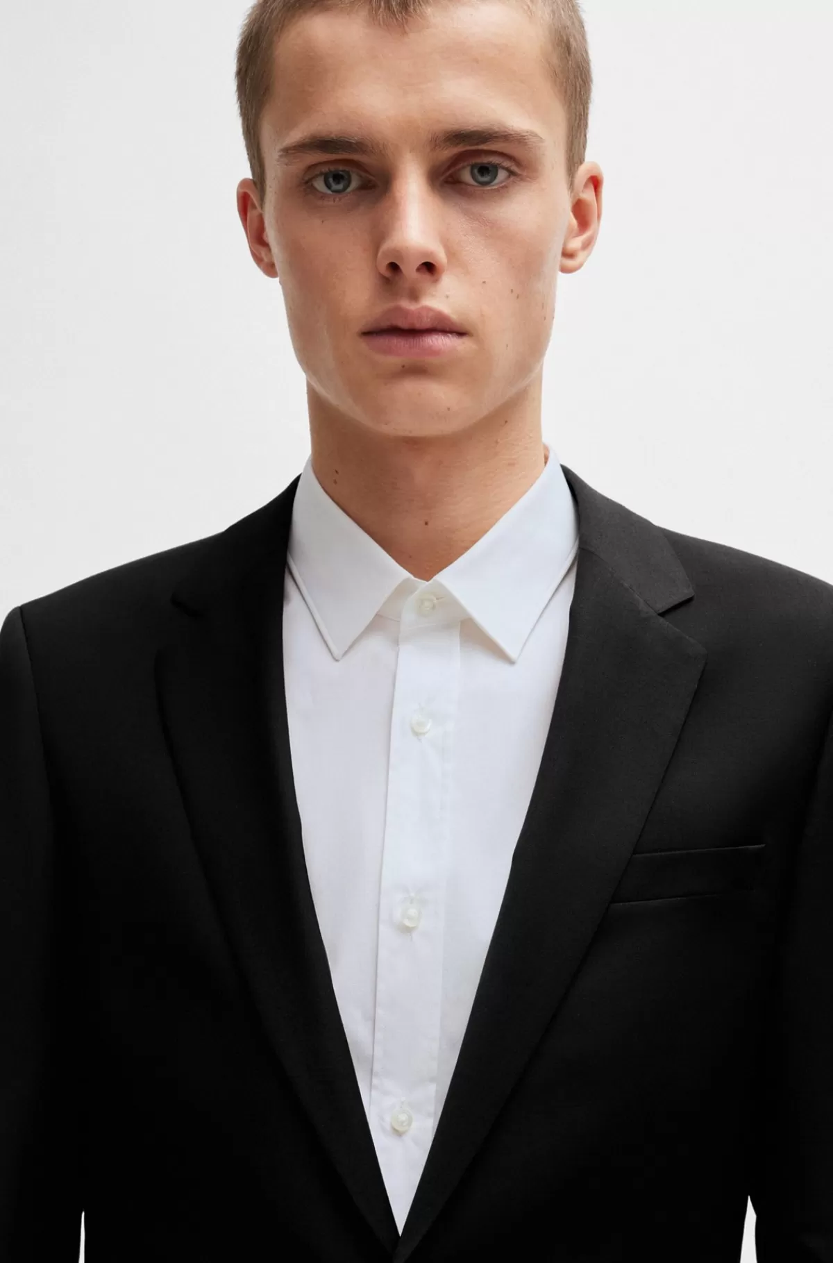 HUGO BOSS Jakkesæt Med Slim Fit I Uldblanding Med Performance-stræk Sort Online