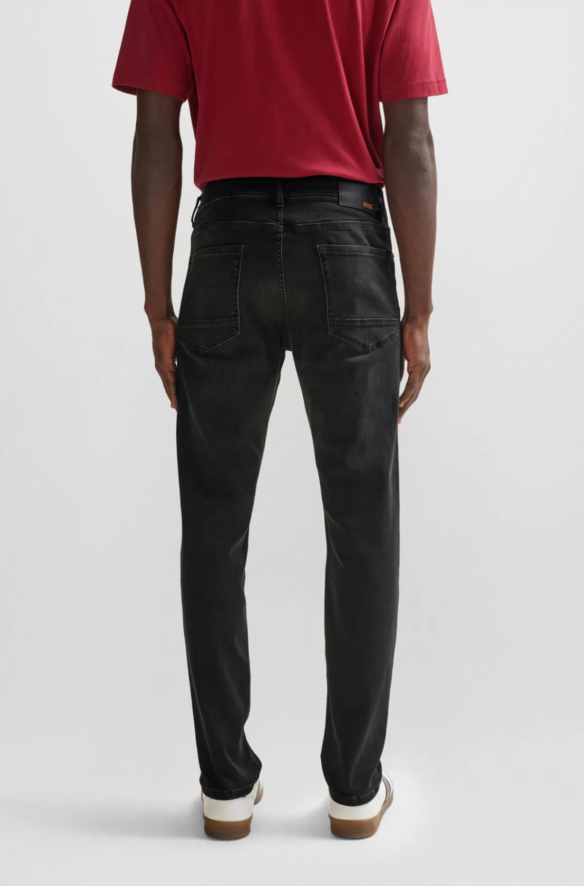 HUGO BOSS Jeans I Tapered Fit I Vasket Sort Denim Med Ekstra Stræk Mørkegrå Cheap