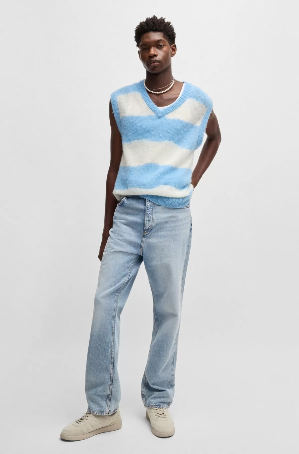 HUGO BOSS Jeans Med Baggy Fit I Kraftig Bomuldsdenim Lyseblå Online