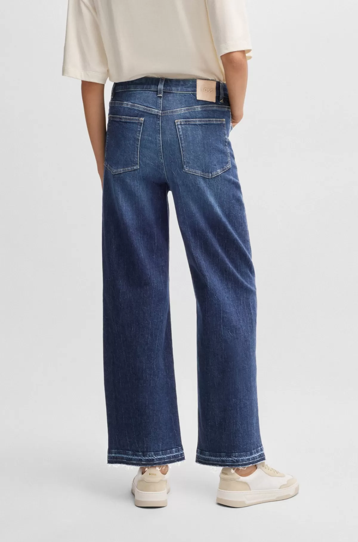 HUGO BOSS Jeans Med Brede Ben I Indigoblå Denim Med Stræk Mørkeblå Outlet
