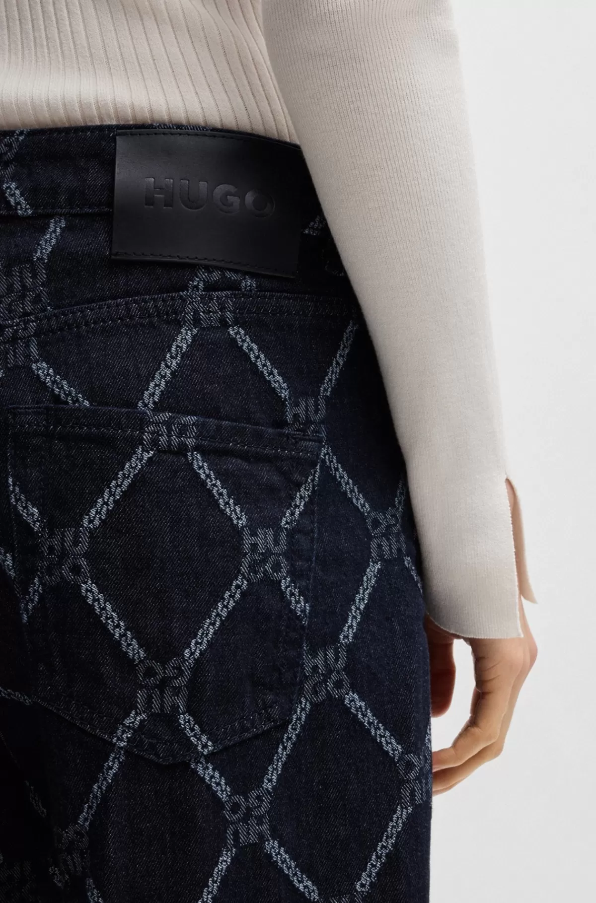HUGO BOSS Jeans Med Brede Ben Og Stablet Logografik Mørkeblå Sale