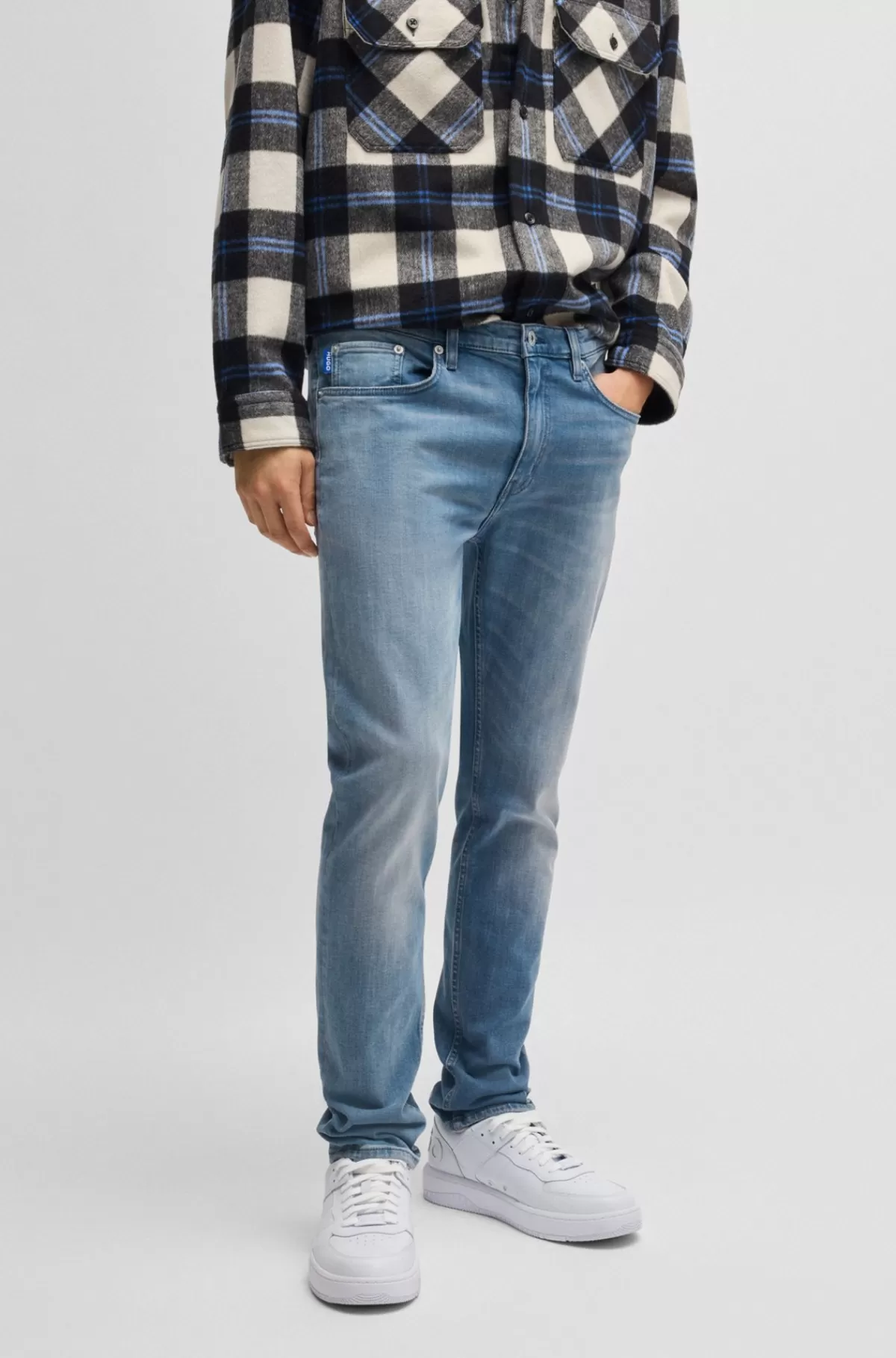 HUGO BOSS Jeans Med Extra Slim Fit I Mellemblå Denim Med Stræk Mørkeblå Hot