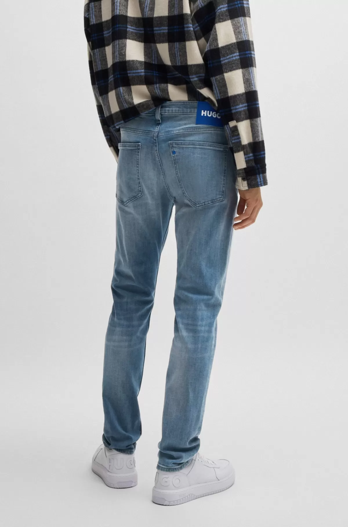 HUGO BOSS Jeans Med Extra Slim Fit I Mellemblå Denim Med Stræk Mørkeblå Hot