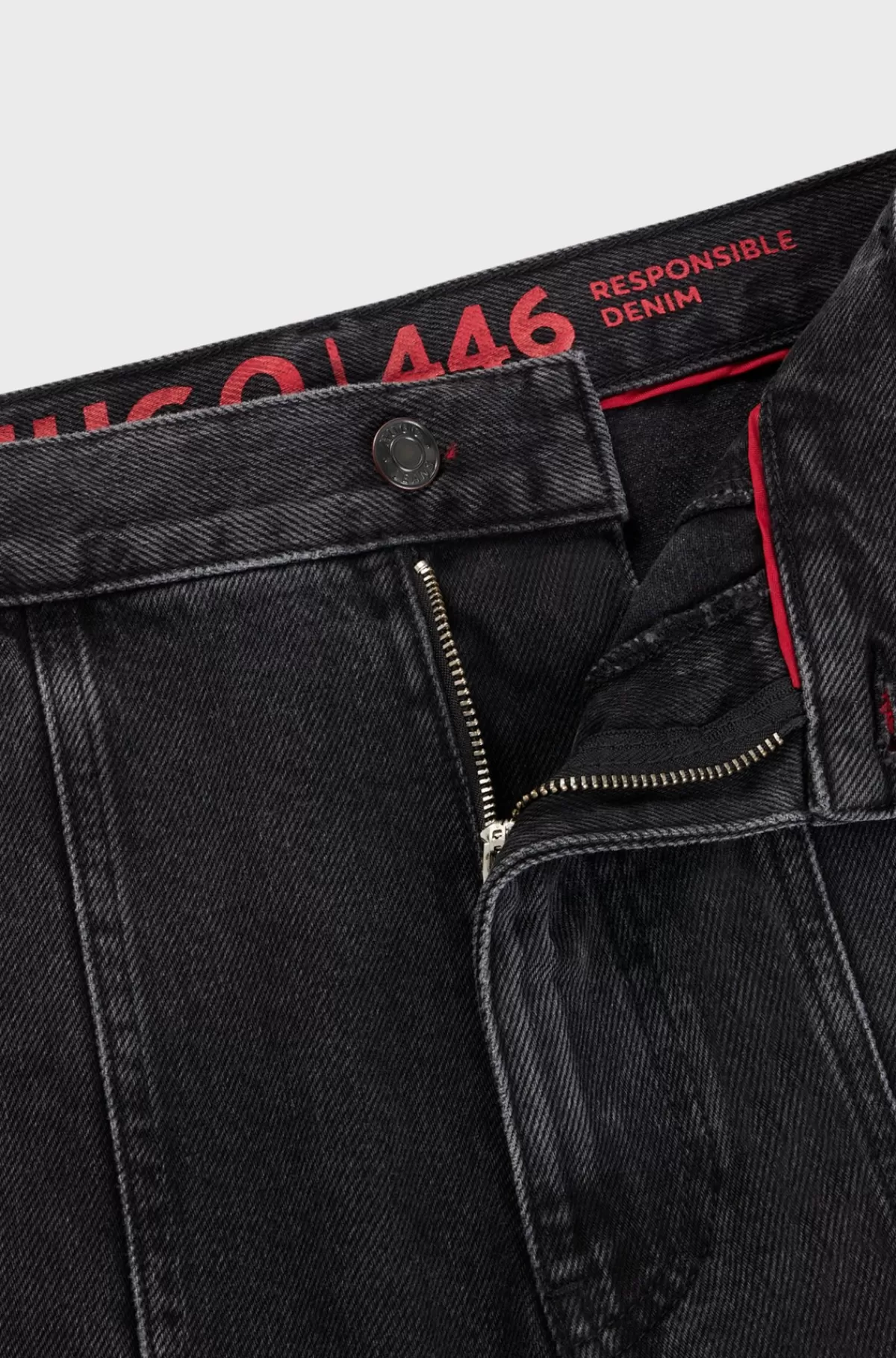 HUGO BOSS Jeans Med Loose Fit I Sort Denim Med Justerbare Kanter Mørkegrå Hot
