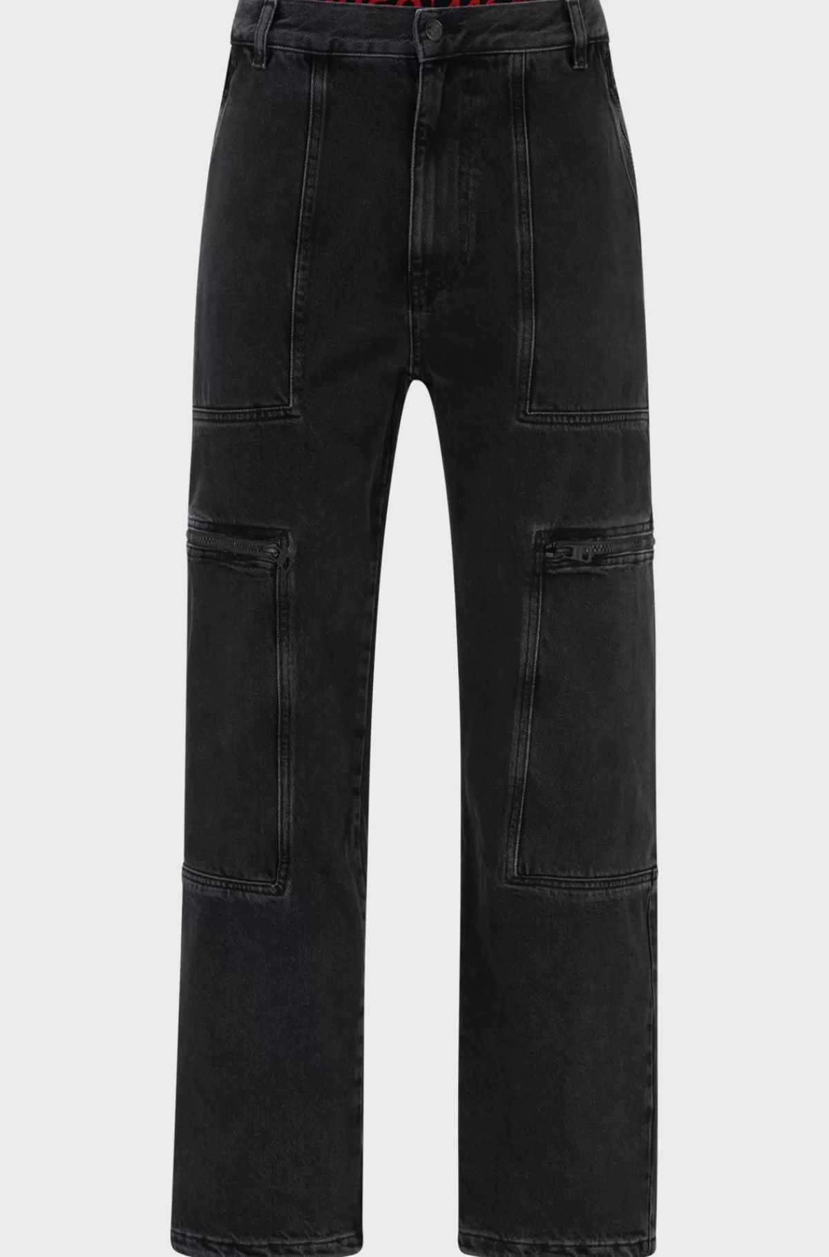 HUGO BOSS Jeans Med Loose Fit I Sort Denim Med Justerbare Kanter Mørkegrå Hot