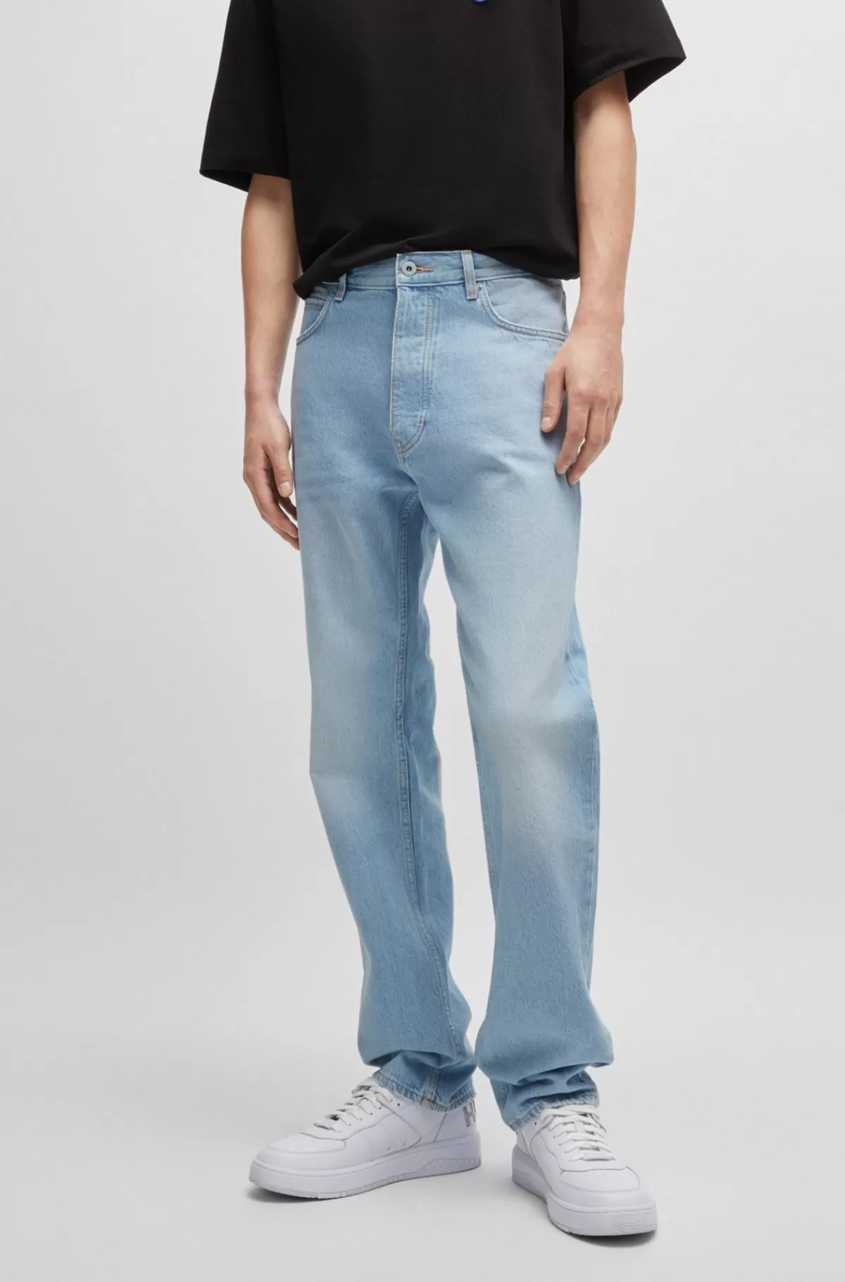 HUGO BOSS Jeans Med Regular Fit I Denim Af Ren Bomuld Lyseblå Store