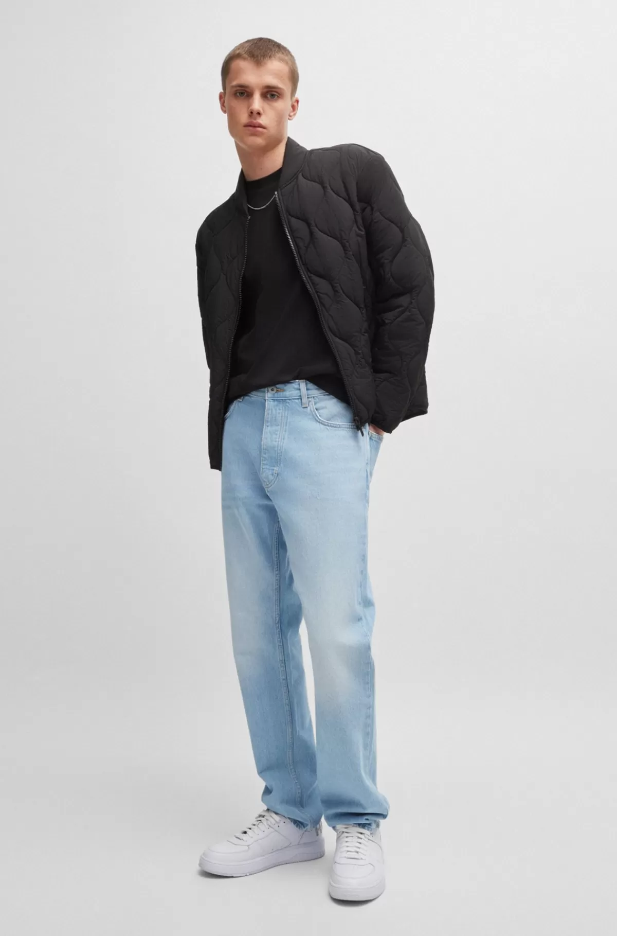 HUGO BOSS Jeans Med Regular Fit I Denim Af Ren Bomuld Lyseblå Store