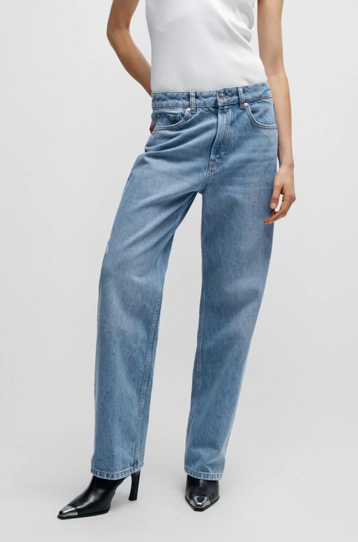 HUGO BOSS Jeans Med Relaxed Fit I Denim Blå Cheap