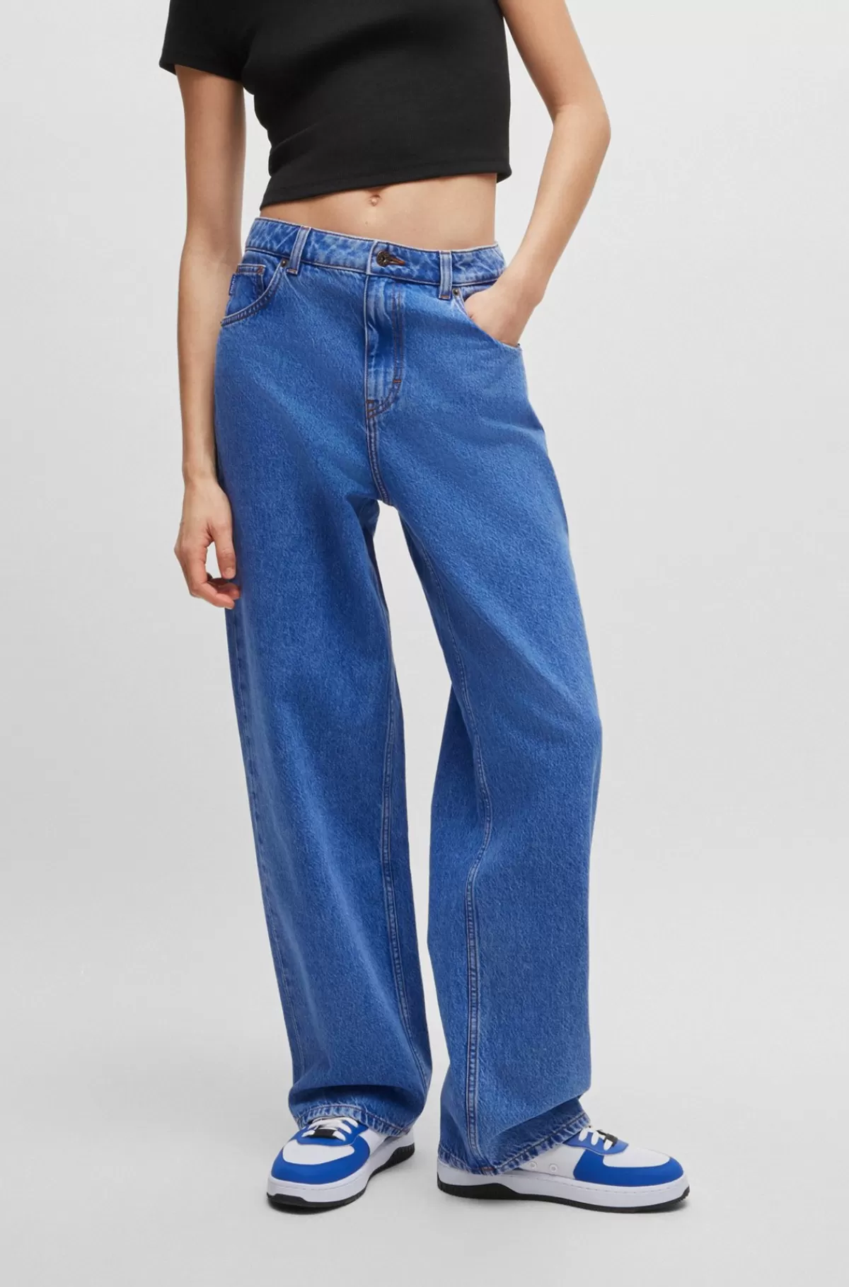HUGO BOSS Jeans Med Relaxed Fit I Denim Med Stonewash Blå Store