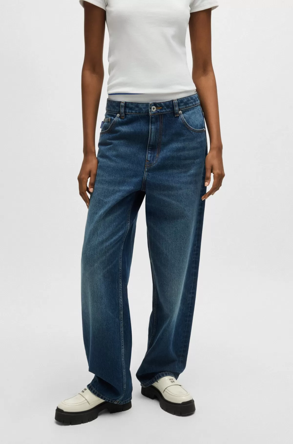 HUGO BOSS Jeans Med Relaxed Fit I Blå Denim Uden Stræk Mørkeblå Online