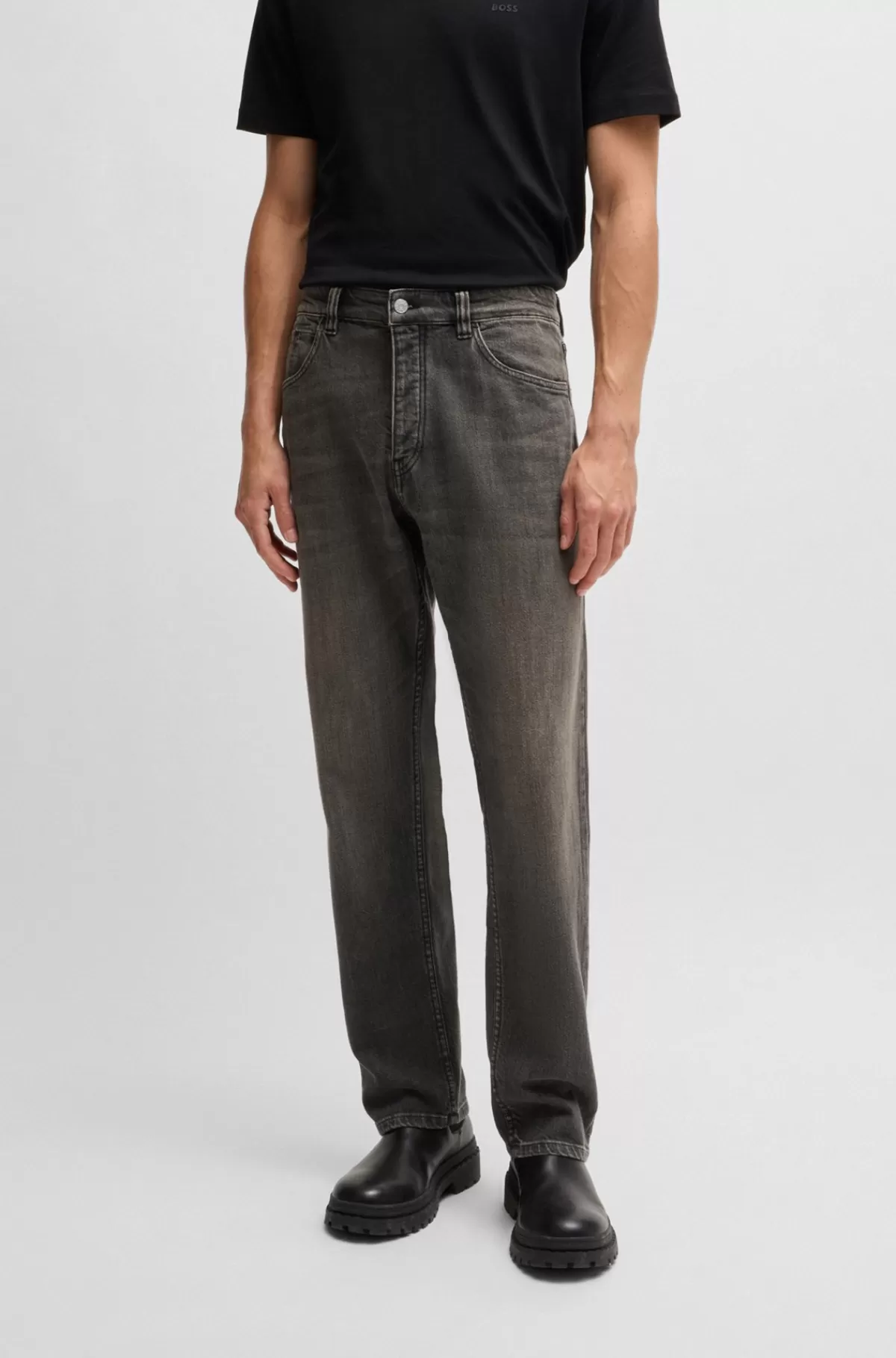 HUGO BOSS Jeans Med Relaxed Fit I Farvet Denim Med Stræk Grå Store