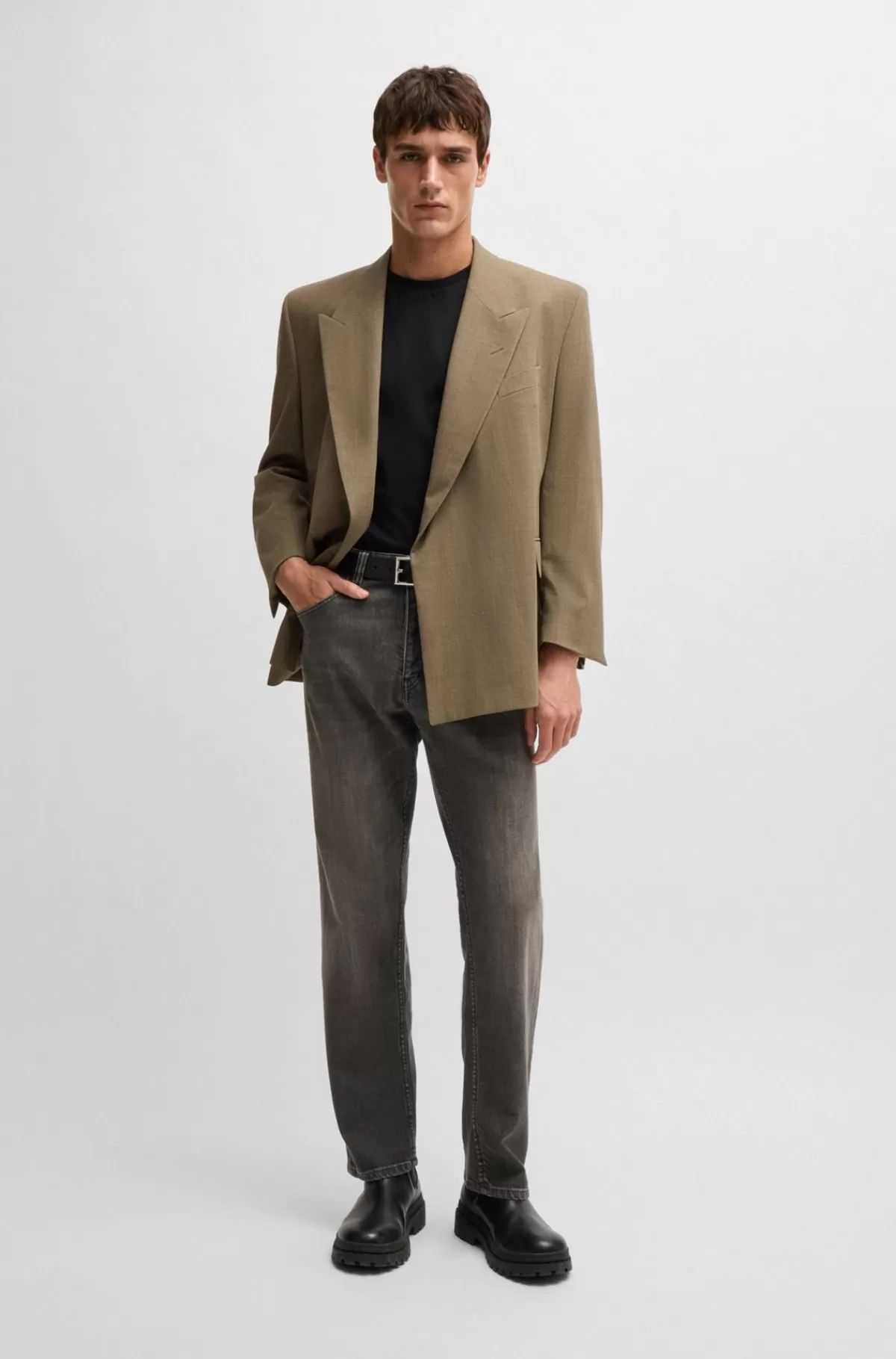 HUGO BOSS Jeans Med Relaxed Fit I Farvet Denim Med Stræk Grå Store