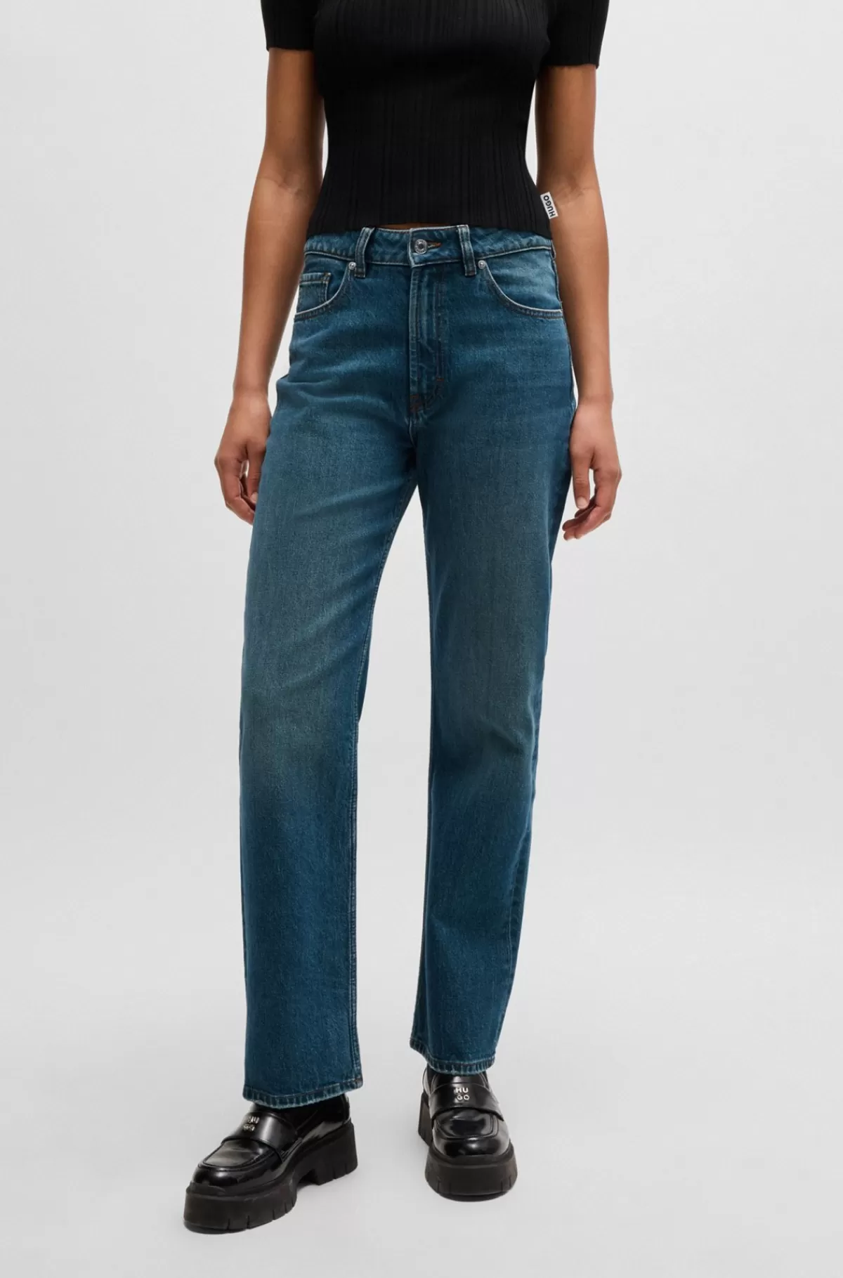 HUGO BOSS Jeans Med Relaxed Fit I Denim Med Stræk Mørkeblå Outlet