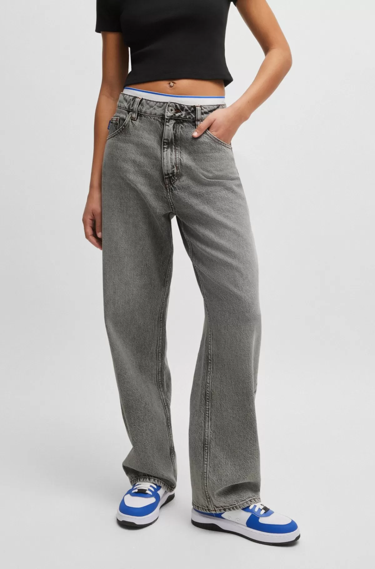 HUGO BOSS Jeans Med Relaxed Fit I Syrevasket Denim Uden Stræk Grå Sale