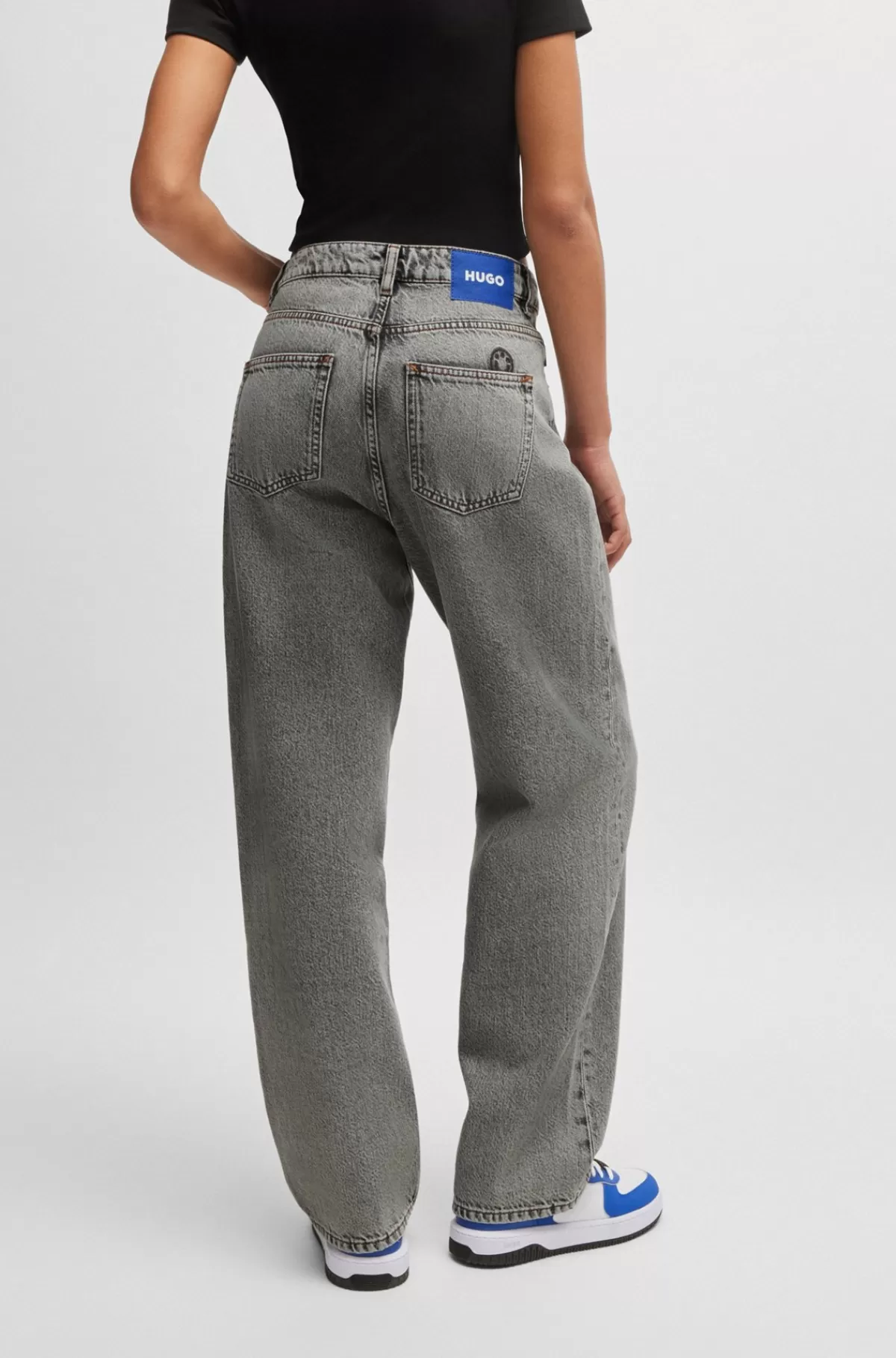 HUGO BOSS Jeans Med Relaxed Fit I Syrevasket Denim Uden Stræk Grå Sale