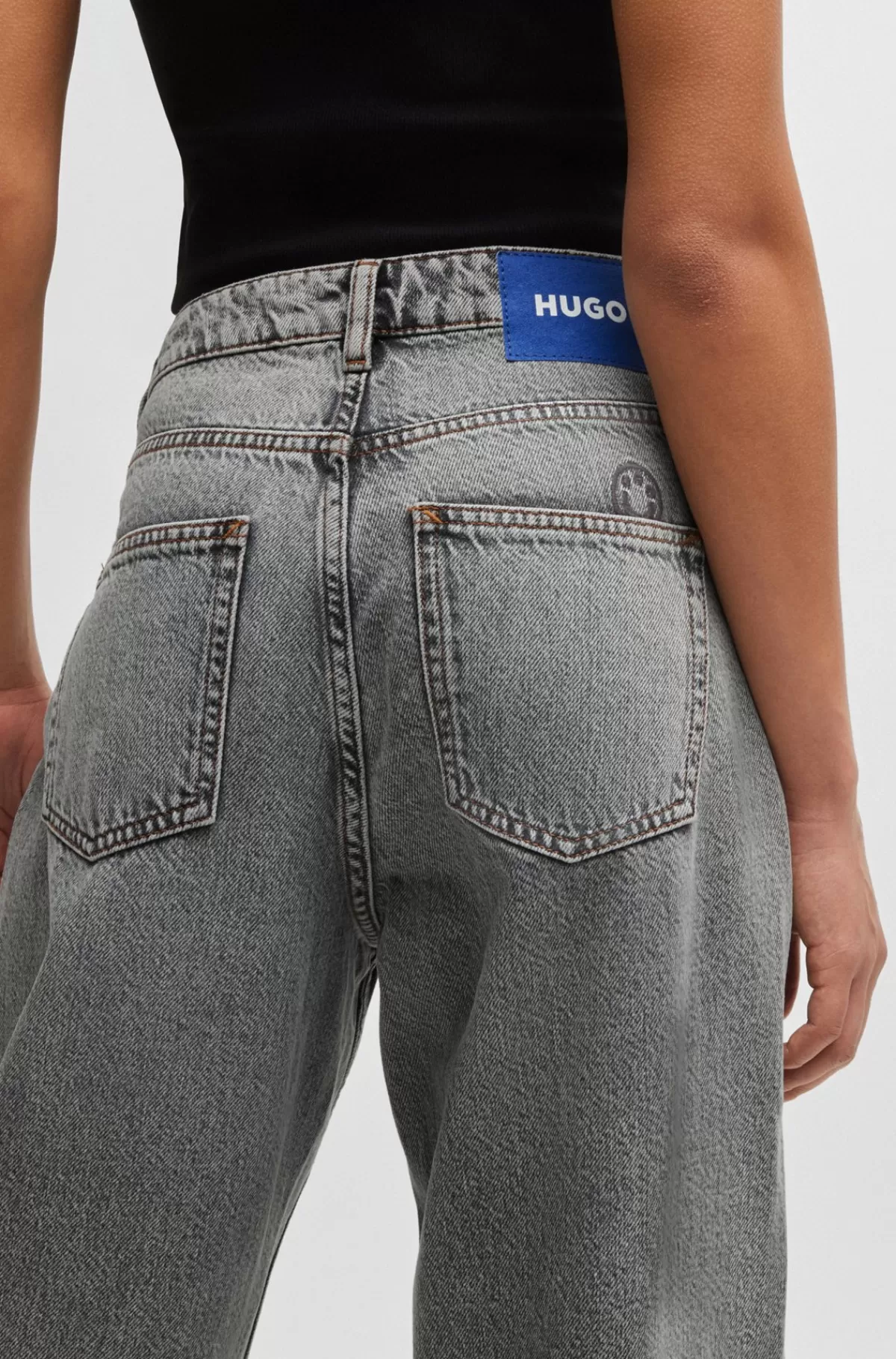 HUGO BOSS Jeans Med Relaxed Fit I Syrevasket Denim Uden Stræk Grå Sale