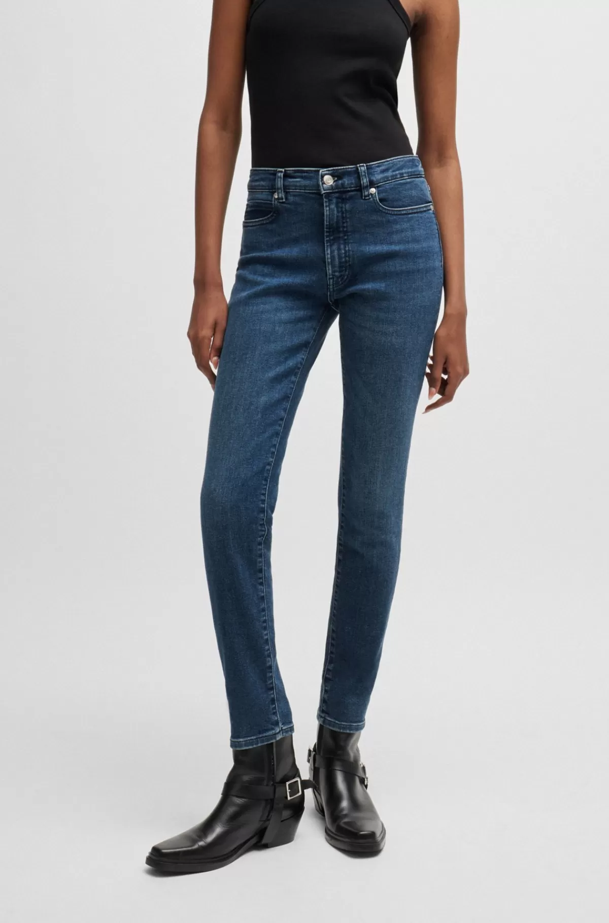 HUGO BOSS Jeans Med Skinny Fit I Blå Denim Med Stræk Mørkeblå Sale