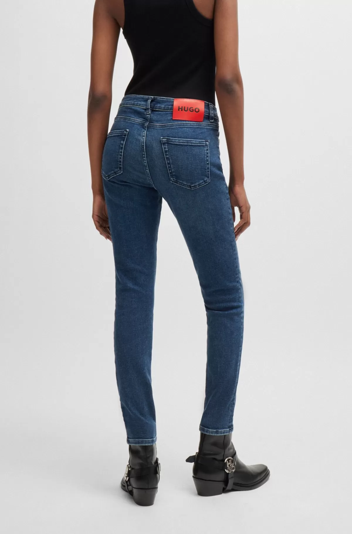 HUGO BOSS Jeans Med Skinny Fit I Blå Denim Med Stræk Mørkeblå Sale