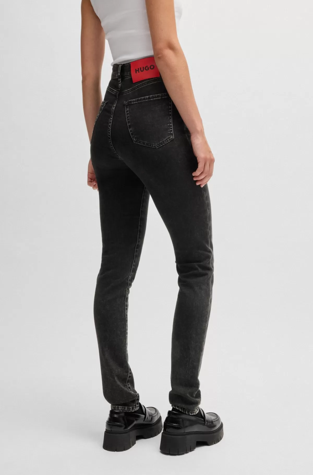 HUGO BOSS Jeans Med Skinny Fit I Sort Denim Med Ekstra Stræk Mørkegrå Shop