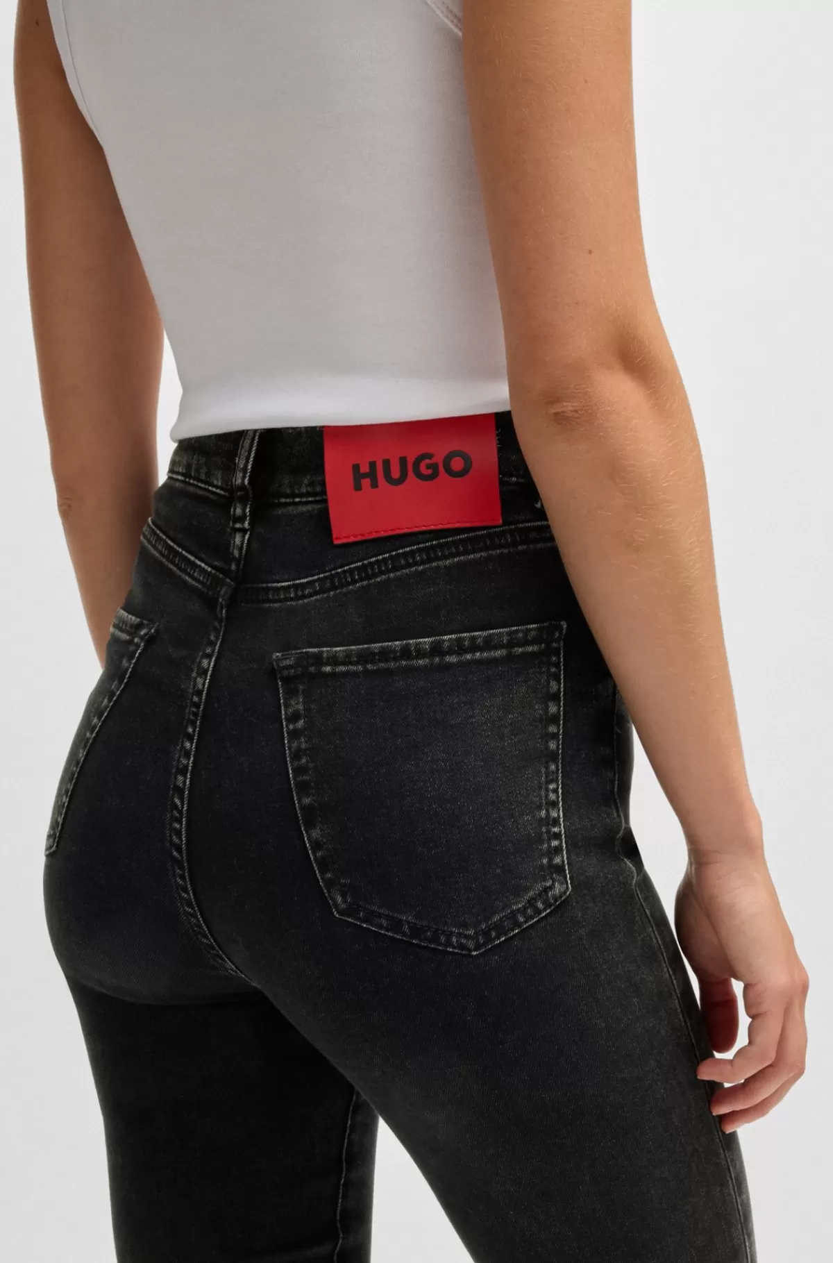 HUGO BOSS Jeans Med Skinny Fit I Sort Denim Med Ekstra Stræk Mørkegrå Shop