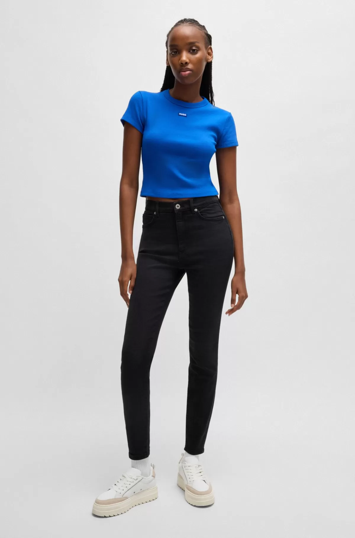 HUGO BOSS Jeans Med Skinny Fit I Denim Med Stræk Sort Clearance