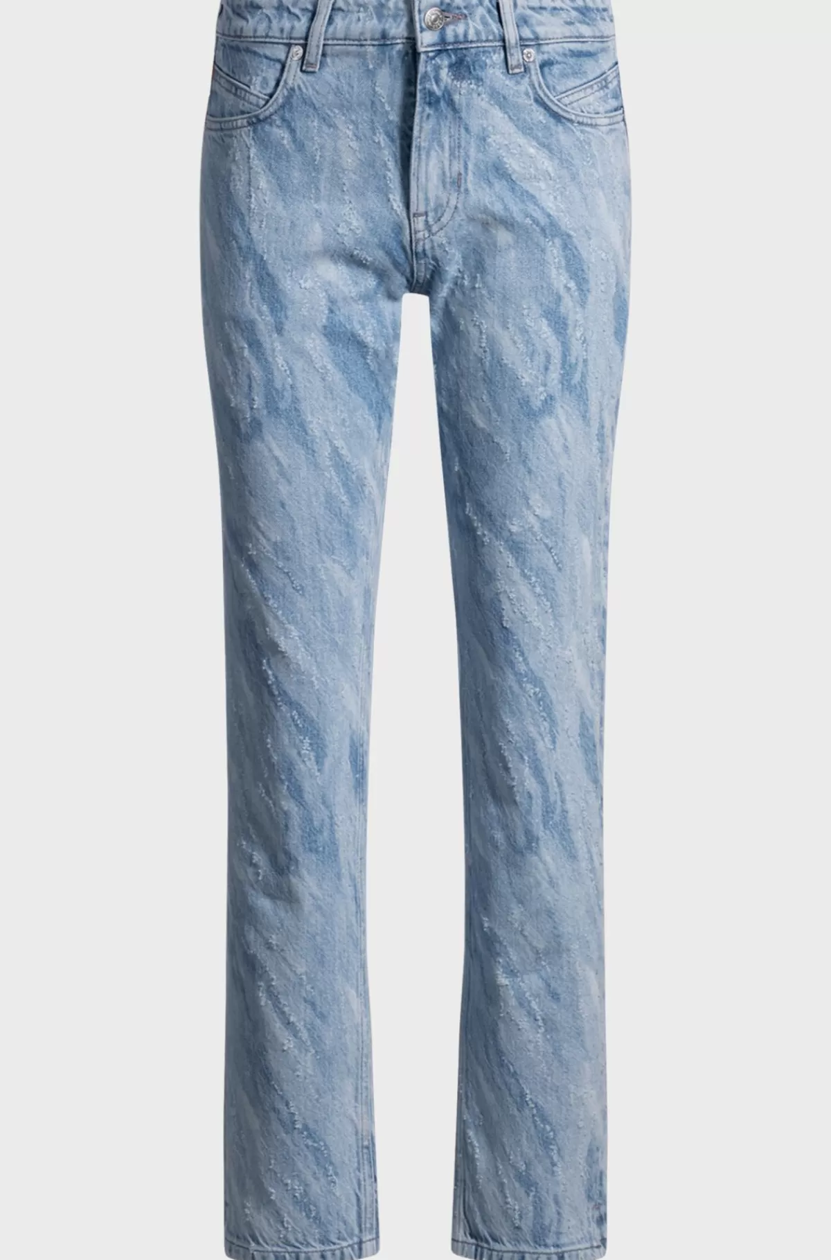 HUGO BOSS Jeans Med Slim Fit I Blå Denim Med Laserprint Lyseblå Shop