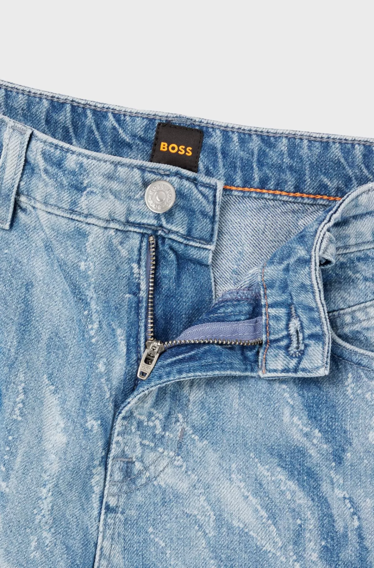 HUGO BOSS Jeans Med Slim Fit I Blå Denim Med Laserprint Lyseblå Shop