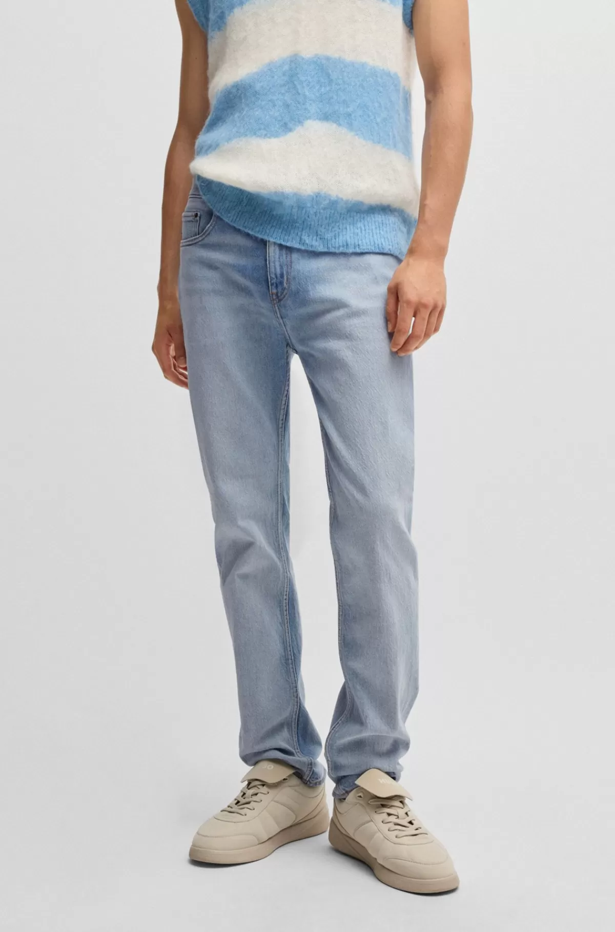 HUGO BOSS Jeans Med Slim Fit I Blå Denim Med Slidt Effekt Lyseblå Best