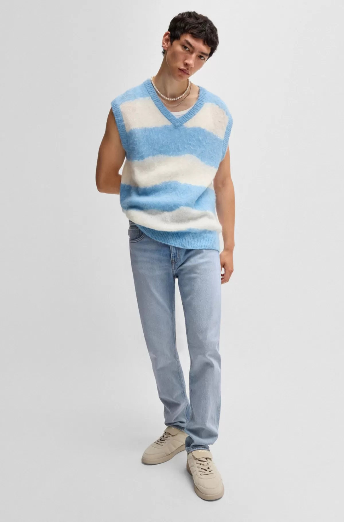 HUGO BOSS Jeans Med Slim Fit I Blå Denim Med Slidt Effekt Lyseblå Best
