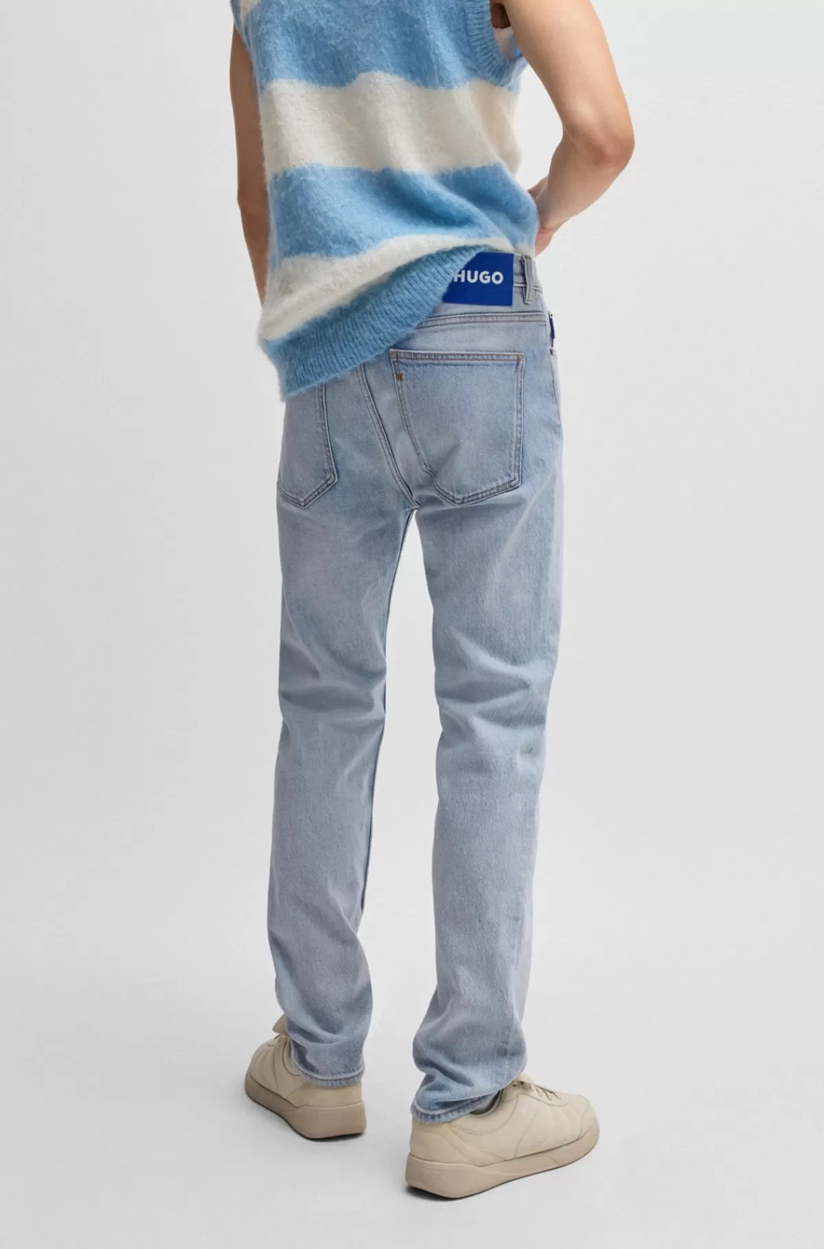 HUGO BOSS Jeans Med Slim Fit I Blå Denim Med Slidt Effekt Lyseblå Best