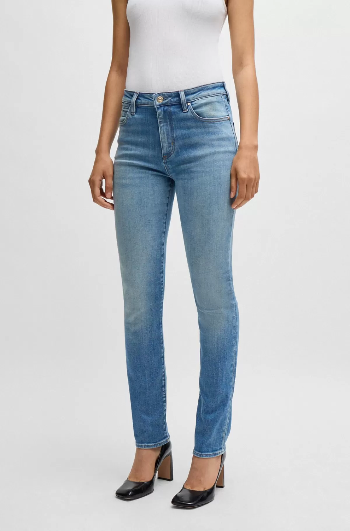 HUGO BOSS Jeans Med Slim Fit I Blå Denim Med Stræk Lyseblå Shop