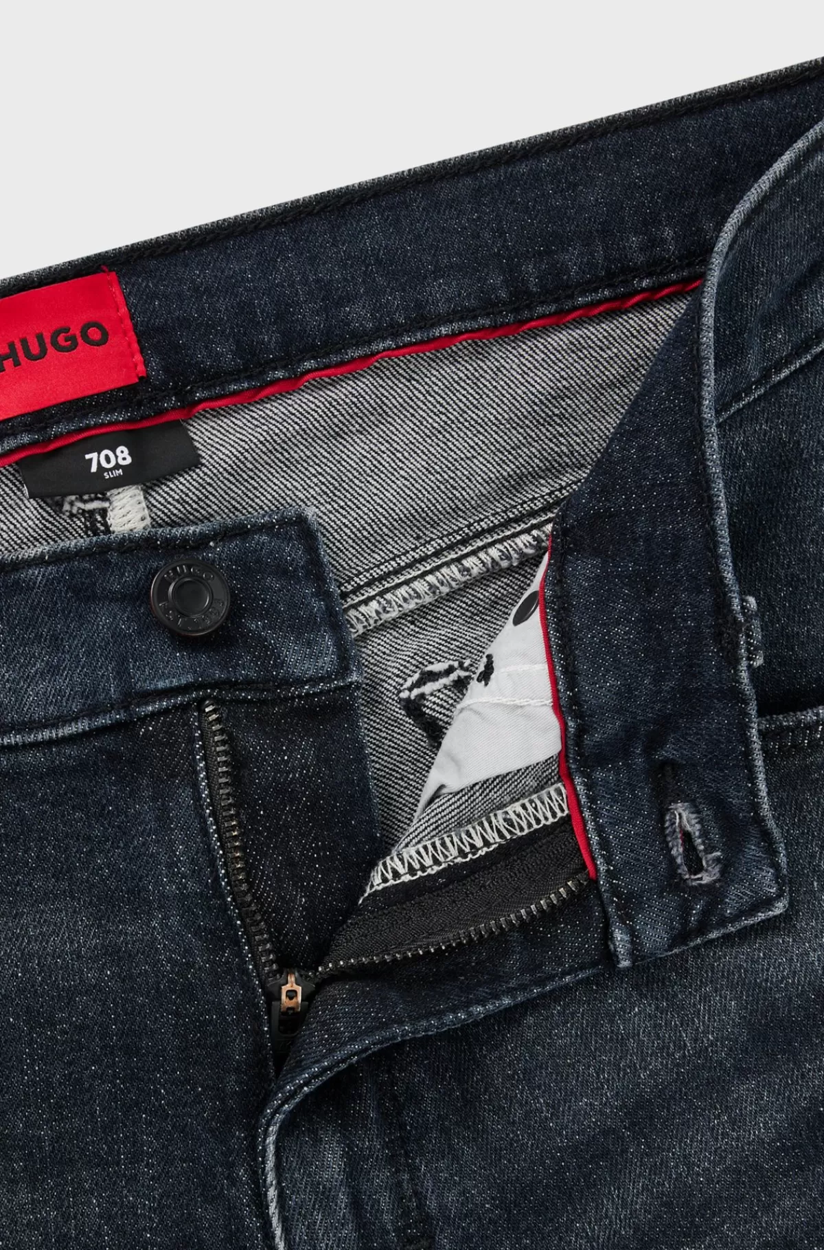 HUGO BOSS Jeans Med Slim Fit I Denim Med Stræk Og Slidt Effekt Mørkegrå Fashion