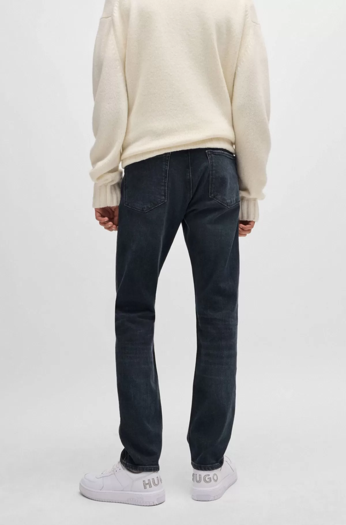 HUGO BOSS Jeans Med Slim Fit I Denim Med Stræk Og Slidt Effekt Mørkegrå Fashion