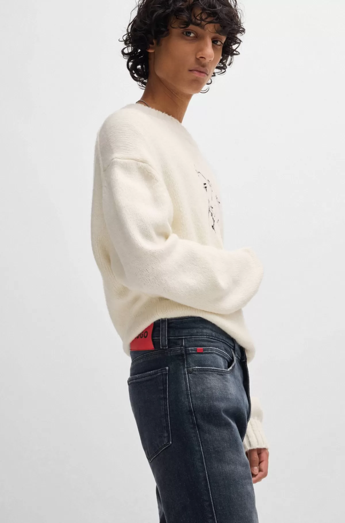 HUGO BOSS Jeans Med Slim Fit I Denim Med Stræk Og Slidt Effekt Mørkegrå Fashion