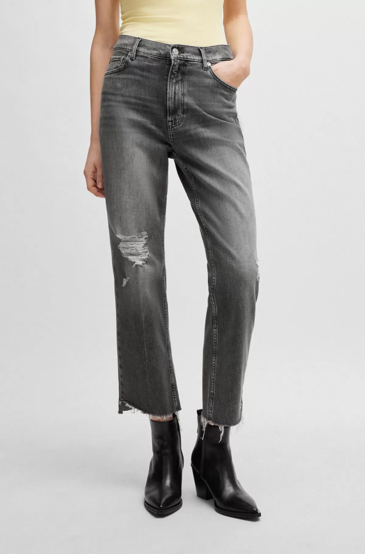 HUGO BOSS Jeans Med Slim Fit I Denim Med Stræk Grå Best Sale