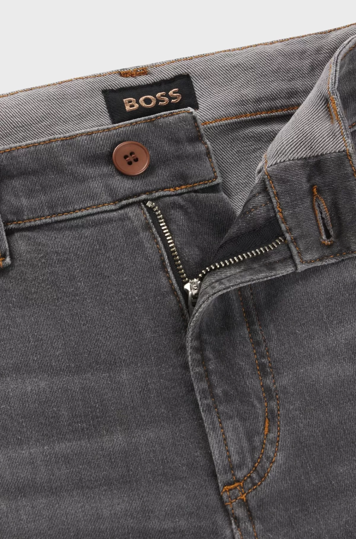 HUGO BOSS Jeans Med Slim Fit I Koksgrå Denim Med Stræk Og Kashmir Mørkegrå New