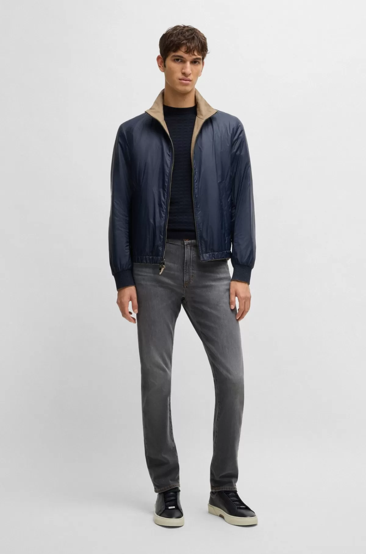 HUGO BOSS Jeans Med Slim Fit I Koksgrå Denim Med Stræk Og Kashmir Mørkegrå New