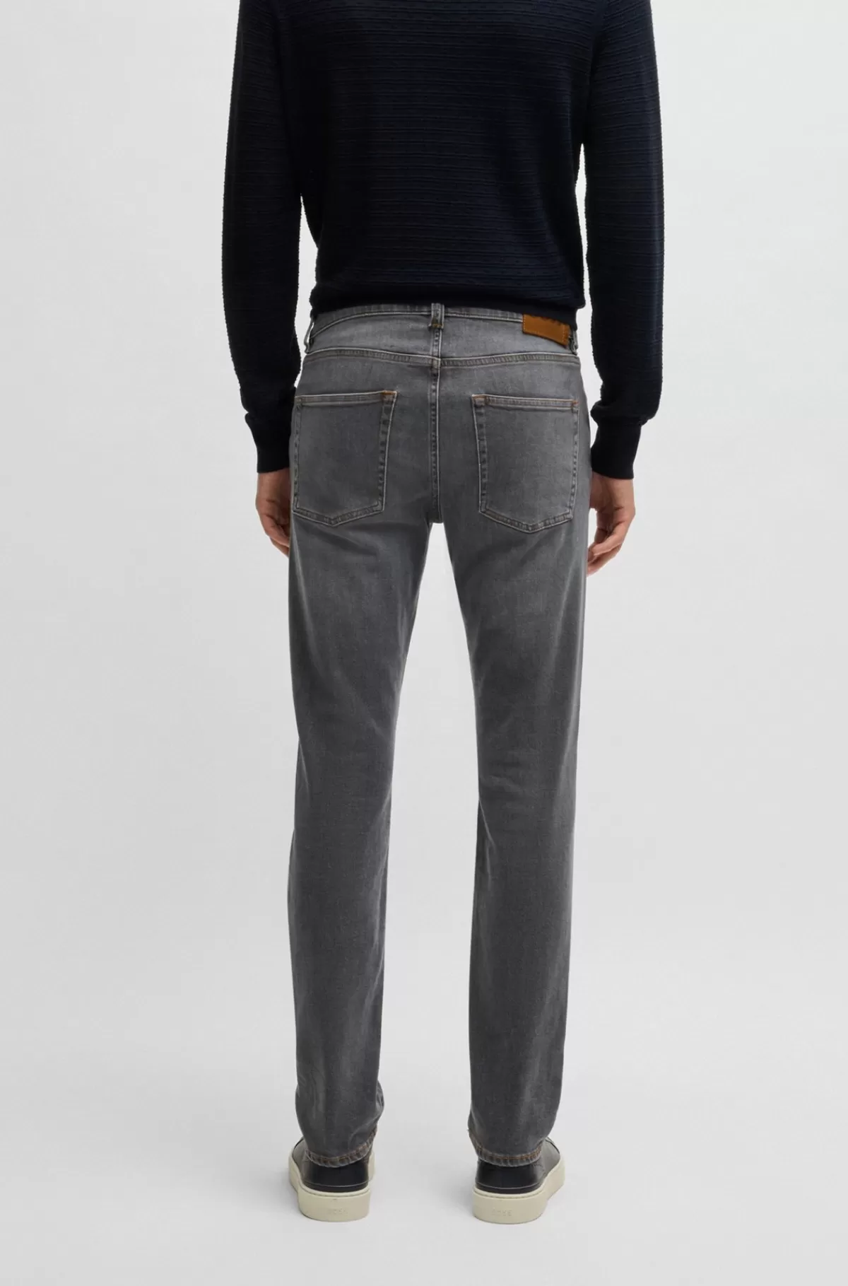 HUGO BOSS Jeans Med Slim Fit I Koksgrå Denim Med Stræk Og Kashmir Mørkegrå New