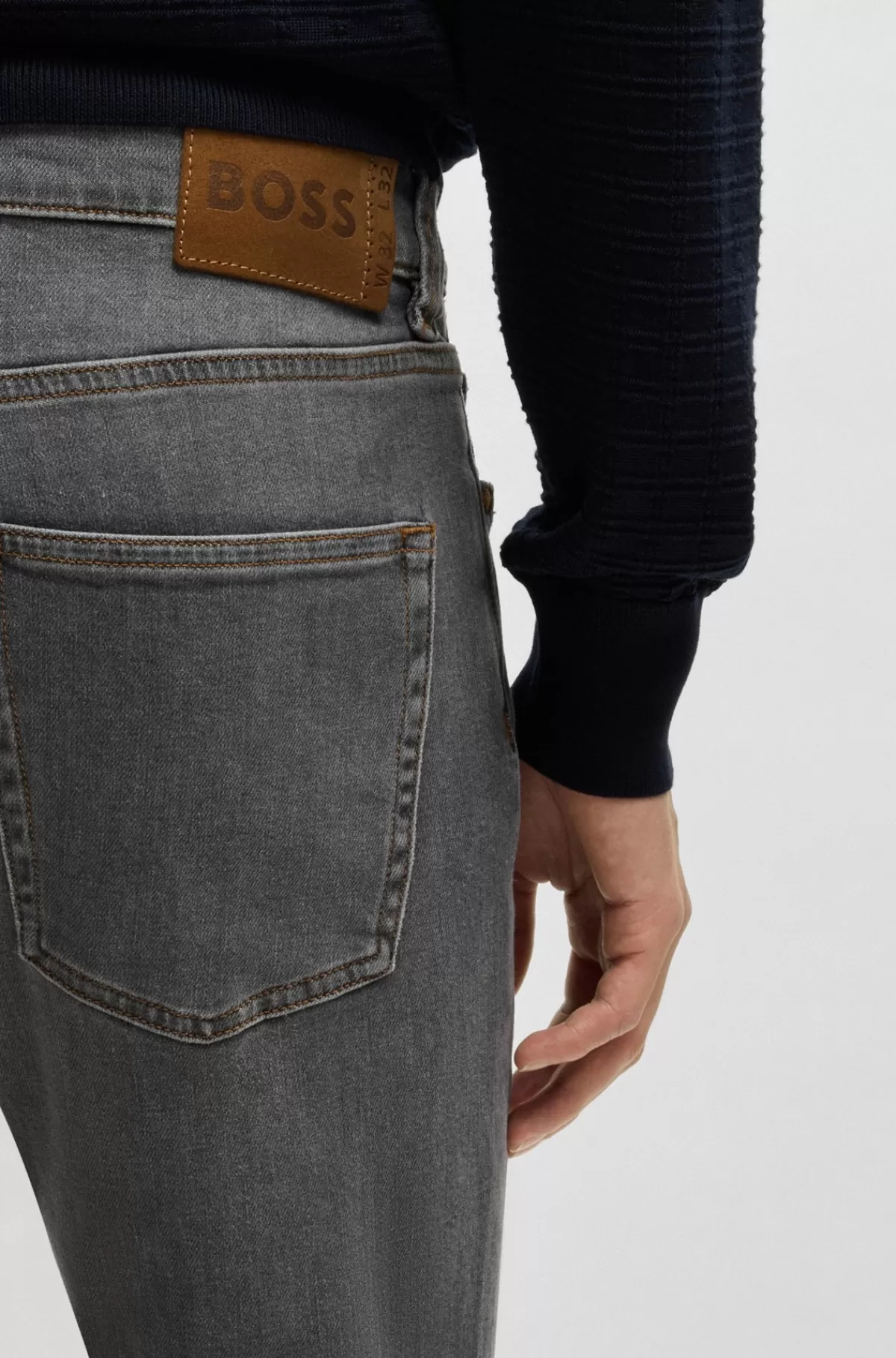 HUGO BOSS Jeans Med Slim Fit I Koksgrå Denim Med Stræk Og Kashmir Mørkegrå New