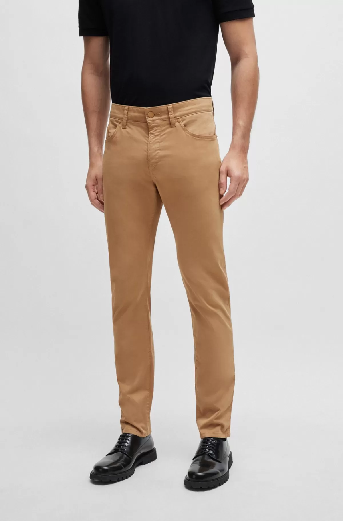 HUGO BOSS Jeans Med Slim Fit I Let Satin-denim Med Stræk Beige Best