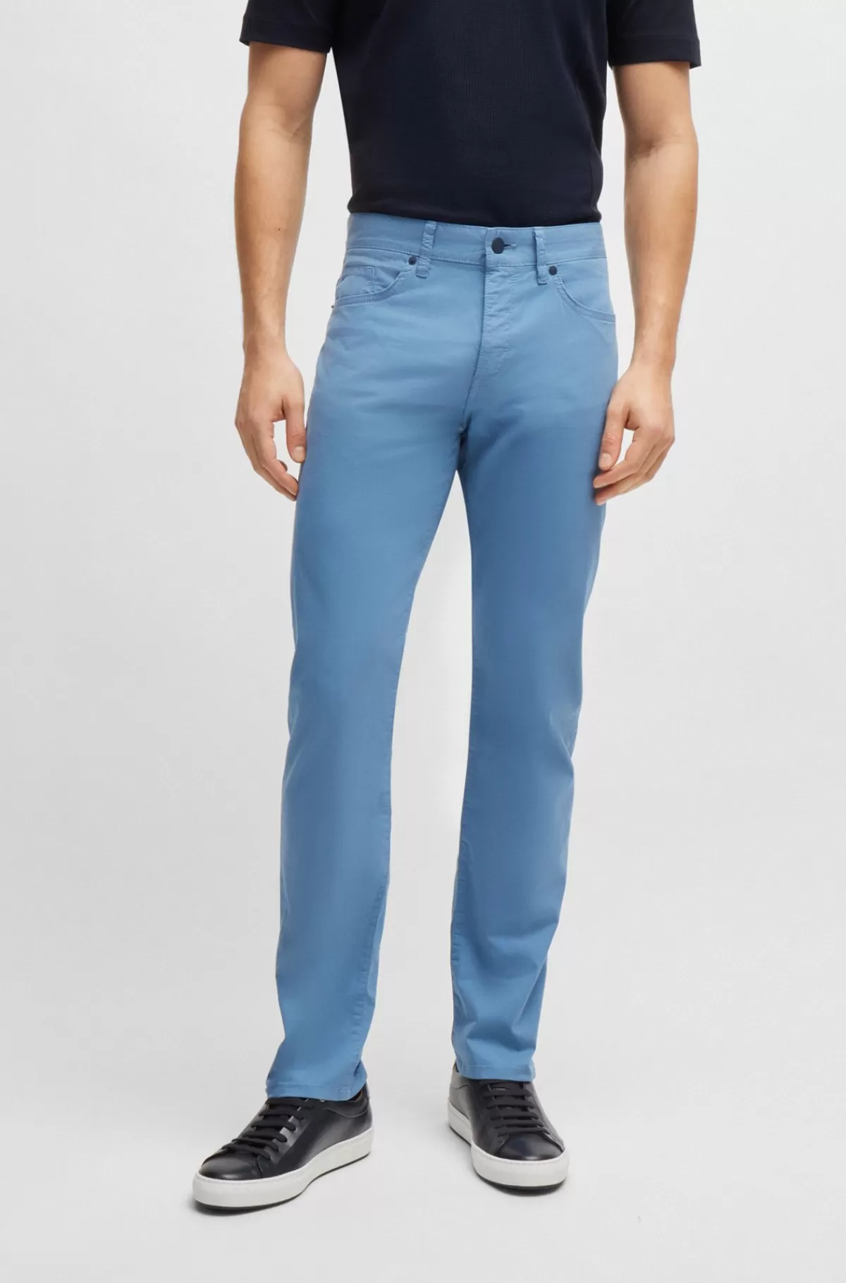 HUGO BOSS Jeans Med Slim Fit I Let Satin-denim Med Stræk Lyseblå Cheap