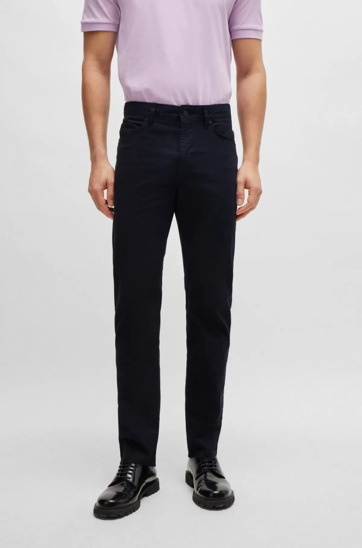 HUGO BOSS Jeans Med Slim Fit I Let Satin-denim Med Stræk Mørkeblå Outlet
