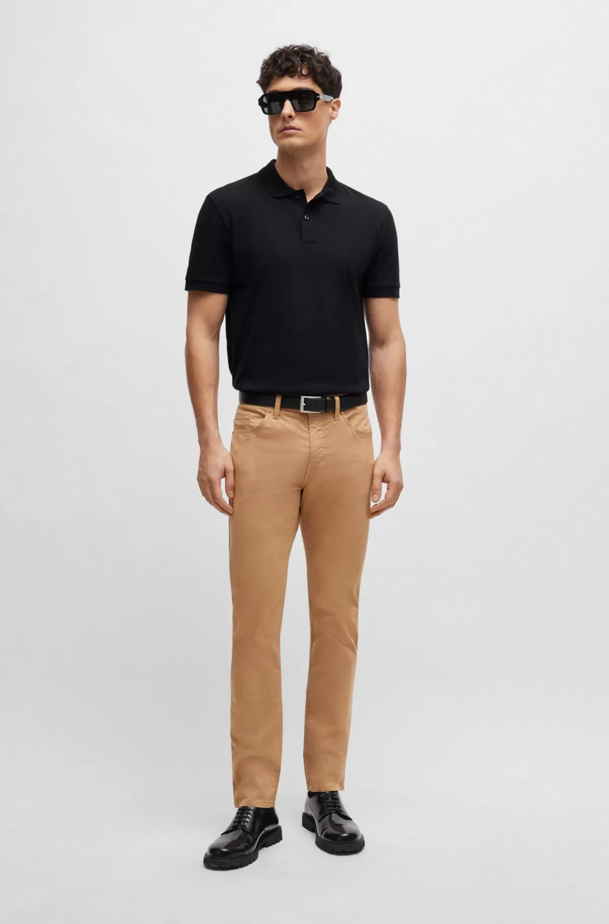 HUGO BOSS Jeans Med Slim Fit I Let Satin-denim Med Stræk Beige Best
