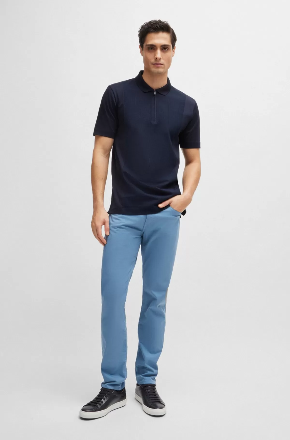 HUGO BOSS Jeans Med Slim Fit I Let Satin-denim Med Stræk Lyseblå Cheap